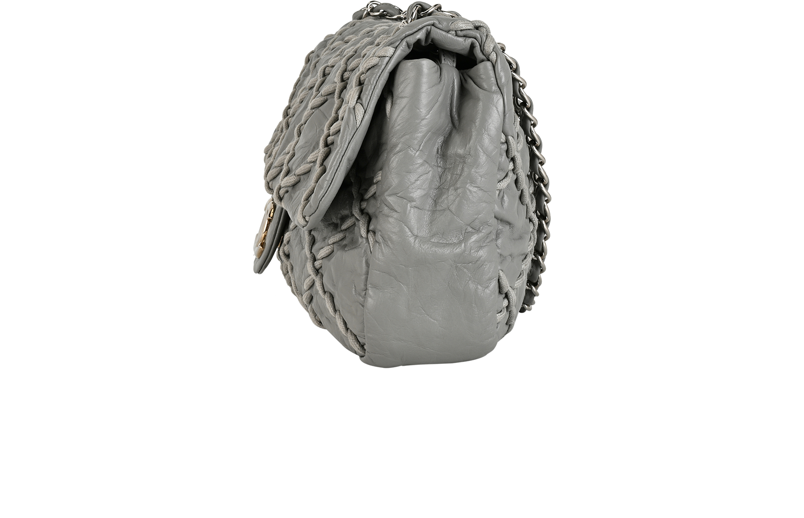 Jumbo Ultra Stitch Flap, &pound;1,200, Handbags, Grey, Leather, Bottom view